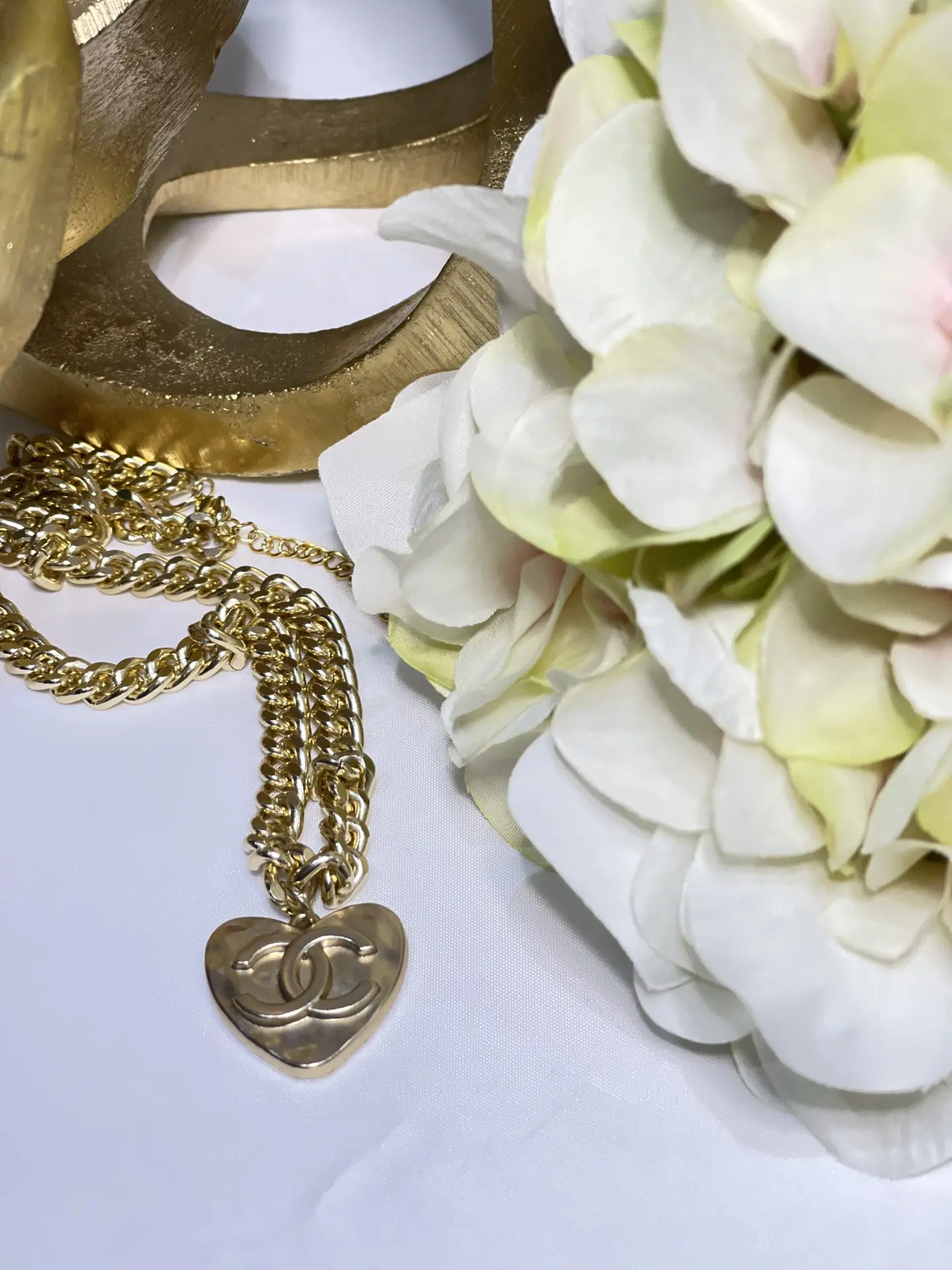 CC Heart Golden Pendant and Necklace