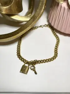 LV Gold Cuban Chain with Lock and Key