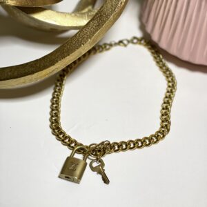 LV Gold Cuban Chain with Lock and Key