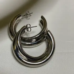 Big Silver Twisted Loop Earrings by Mindy Shear