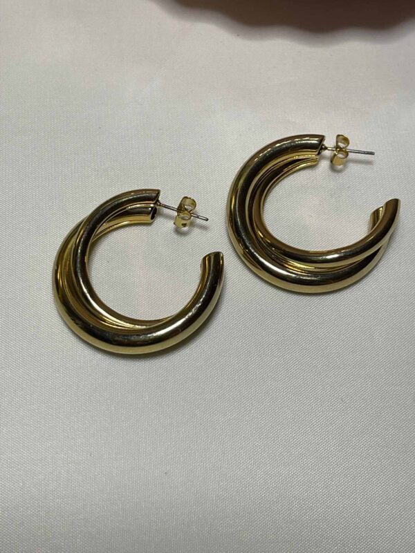Gold Twisted Loop Earrings by Mindy Shear
