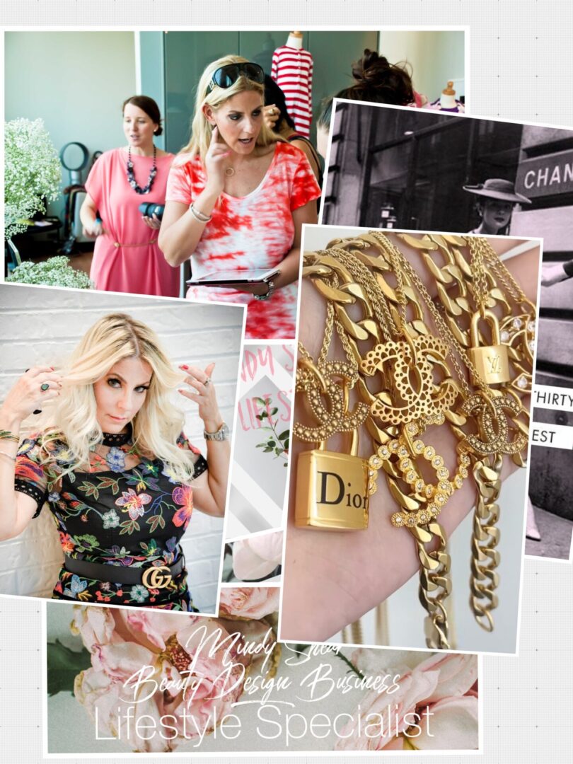 Collage of jewelry and Mindy Shear Photos